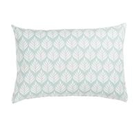 Linen Loft Scandi Minimalist Leaf Boudoir Cushion Cover. 100% Cotton. Duck Egg Blue Scandinavian Botanical Floral Design. 17x12 Rectangle Cover Only.