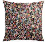 Linen Loft Secret Garden Tapestry Extra-Large Cushion in Midnight Black. Tapestry Wildflower Floral Design in Multicoloured. 23x23 XL Cushion Cover