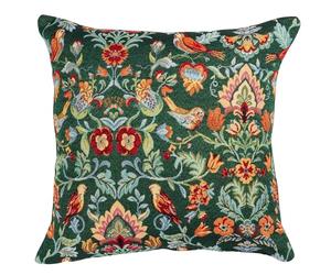 Linen Loft Traditional Style Morris Tapestry Cushion Cover. Vintage Victorian Birds and Trailing Floral Design in Nature-Inspired Moss Green. 17x17 Square Cushion Cover Only.