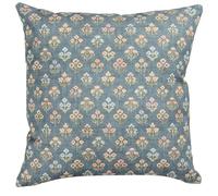 Linen Loft Vintage Meadow Cushion Cover in Chambray Blue. 100% Cotton, Ditsy Small-Scale Floral Print. 17x17 Square Cover Only