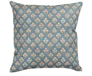 Linen Loft Vintage Meadow Cushion Cover in Chambray Blue. 100% Cotton, Ditsy Small-Scale Floral Print. 17x17 Square Cover Only