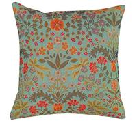 Linen Loft Vintage Morris Styled Leaves and Berries Tapestry Cushion Cover. 17x17 Square. Double Sided. Apricot and Duck Egg Shades.