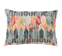 Linen Loft Vintage Venice Stained Glass Style Tapestry Boudoir Cushion. Geometric Renaissance Design with Gold Detailing. 17x12 Rectangle Cover