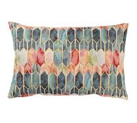 Linen Loft Vintage Venice Stained Glass Style Tapestry XL Rectangular Cushion. Geometric Renaissance Design with Gold Detailing. 23x15 Rectangle Cover