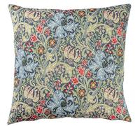 Linen Loft William Morris Golden Lily Tapestry Extra-Large Cushion Cover in Sapphire Blue. Vintage Arts & Crafts Style Woven Botanical and Floral Pattern. 23x23 XL Square Cover Only