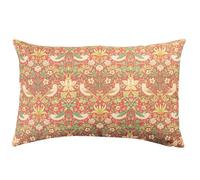 Linen Loft William Morris Strawberry Thief Printed XL Rectangular Cushion Cover in Red. Vintage Arts and Crafts Botanical Floral Print. 23x15 XL Cover Only