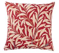 Linen Loft William Morris Willow Bough Tapestry Cushion in Classic Red. Botanical Interweaving Willow Tree. 17x17 Square Cushion Cover