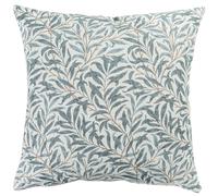 Linen Loft Willow Branch Tapestry Extra-Large Cushion Cover in Duck Egg Blue. William Morris Style Botanical Leaf Print in Soft Blue. 23x23 XL Square Cover Only