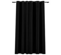 vidaXL Linen-Look Blackout Curtains with Grommets Black 290x245cm