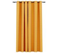 vidaXL Linen-Look Blackout Curtains with Grommets Yellow 290x245cm UK
