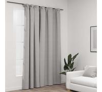 vidaXL Linen-Look Blackout Curtain with Hooks Grey 290x245 cm UK GF0