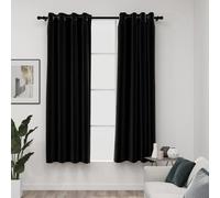 Linen-Look Blackout Curtains 2 pcs Anthracite 140x175cm 100% Polyester