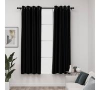 vidaXL Linen-Look Blackout Curtains 2 pcs Anthracite 140x175cm, Black