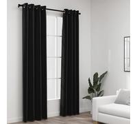 vidaXL Linen-Look Blackout Curtains 2 pcs Anthracite 140x245cm, Black