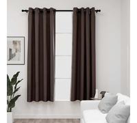 vidaXL 2x Linen-Look Blackout Curtains with Grommets Yellow Window Covering