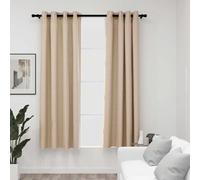 vidaXL 2x Linen-Look Blackout Curtains with Grommets Yellow Window Covering