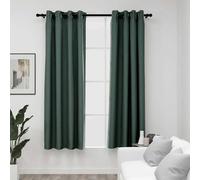 vidaXL Linen-Look Blackout Curtains with Grommets 2pcs Green 140x175cm NEW