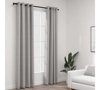vidaXL Linen-Look Blackout Curtains with Grommets 2pcs Grey 140x225cm NEW