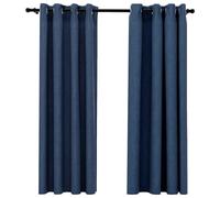 vidaXL Linen-Look Blackout Curtains with Grommets 2pcs Green 140x175cm NEW
