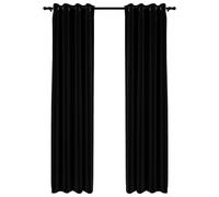 vidaXL Linen-Look Blackout Curtains with Grommets 2pcs Black 140x245cm NEW