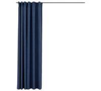 vidaXL Linen-Look Blackout Curtains with Hooks Blue Window Covering Drape