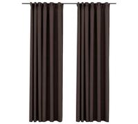 vidaXL Linen-Look Blackout Curtains with Hooks 2 pcs Grey 140x245 cm UK HOT