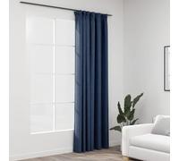 vidaXL Linen-Look Blackout Curtains with Hooks Blue Window Covering Drape