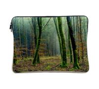 Linen Look Case for Computer and Tablet - Forest on the Trunk Foam Covered Landscape Nature - 10 Inches Protective Laptop Sleeve Printed in France