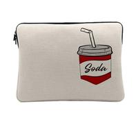 Linen Look Case for Computer and Tablet - Surprise Soda Sugar Drink Film Design - 14-15 Inches Protective Laptop Sleeve Printed in France