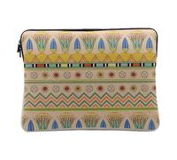Linen Look Case with Egyptian Tribal Motif Ancient Symbols Writer Ornament 12-13 Inches Protective Laptop Sleeve Printed in France
