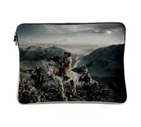 Linen Look Computer and Tablet Case - 3 Hunters Altai Mongolia Eagles Mounts Vallee Photo Exceptional - 14-15 Inches Protective Laptop Sleeve Printed in France