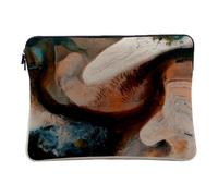 Linen Look Computer and Tablet Case - Abstract Landscape Nature River Sand Tree - 14-15 Inches Protective Laptop Sleeve Printed in France