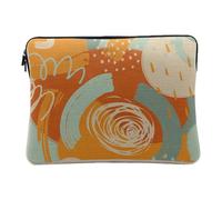 Linen Look Computer and Tablet Case - Abstract Spiral Ochre Modern Art Colourful Design - 10 Inches Protective Laptop Sleeve Printed in France
