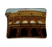 Linen Look Computer and Tablet Case - Ancient Rome/Colosseum Under the Sun/World Heritage - 12-13 Inches Protective Laptop Sleeve Printed in France