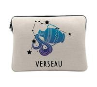 Linen Look Computer and Tablet Case - Aquarius Astrology Sign Stellar Celestial Solar Sideral Star - 14-15 Inches Protective Laptop Sleeve Printed in France