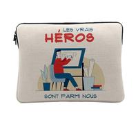 Linen Look Computer and Tablet Case - Architect Les Vrais Heroes Maison Métier - 10 Inches Protective Laptop Sleeve Printed in France