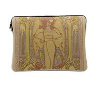 Linen Look Computer and Tablet Case - Art Nouveau Angel Elegant Modern Decorative Design - 10 Inches Protective Laptop Sleeve Printed in France