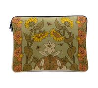 Linen Look Computer and Tablet Case - Art Nouveau Elegant Art Nouveau Decorative Design 1900-14-15 Inches Protective Laptop Sleeve Printed in France