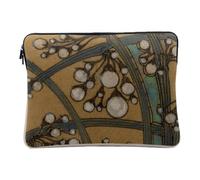 Linen Look Computer and Tablet Case - Art Nouveau Elegant Flower Modern Decorative Design - 10 Inches Protective Laptop Sleeve Printed in France