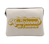 Linen Look Computer and Tablet Case - Certified Best Musician of the Universe - Classic Rock Jazz Instrument - 10 Inches Protective Laptop Sleeve Printed in France