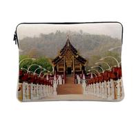 Linen Look Computer and Tablet Case - Chiangmai Royal Thailand Pavilion Sacred Architecture - 12-13 Inches Protective Laptop Sleeve Printed in France