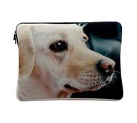 Linen Look Computer and Tablet Case - Close Up Dog Young Labrador White Animal Life - 12-13 Inches Protective Laptop Sleeve Printed in France