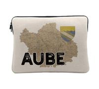 Linen Look Computer and Tablet Case - Dawn 10 Troyes Department Map Ancienne France - 10 Inches Protective Laptop Sleeve Printed in France