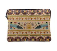 Linen Look Computer and Tablet Case - Egyptian Hieroglyph Ancient Scripture Symbols Design - 12-13 Inches Protective Laptop Sleeve Printed in France