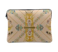 Linen Look Computer and Tablet Case - Egyptian Statue Ancient Symbols Writing Design - 14-15 Inches Protective Laptop Sleeve Printed in France