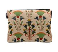 Linen Look Computer and Tablet Case - Egyptian Style Flowers Design Ancient Symbols Writer Hieroglyph - 12-13 Inches Protective Laptop Sleeve Printed in France