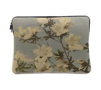 Linen Look Computer and Tablet Case - Fleur de Lys Ornament Elegant Painting Design Nature Vintage Impressionism - 14-15 Inches Protective Laptop Sleeve Printed in France