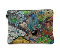 Linen Look Computer and Tablet Case - Geek Pixel Art Beach Retro Gaming Video Games Vintage - 10 Inches Protective Laptop Sleeve Printed in France