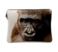 Linen Look Computer and Tablet Case - Gorilla Photo Close Up Face Animal Nature Wildlife - 14-15 Inches Protective Laptop Sleeve Printed in France