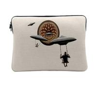 Linen-Look Computer and Tablet Case - Grotesque Alien Invasion Collage Art Surrealism Nanar - 14-15 Inches Protective Laptop Sleeve Printed in France